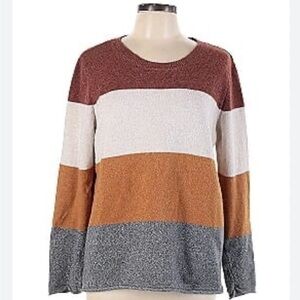 Pinque Color Block Sweater Size XL crewneck super soft stretchy new